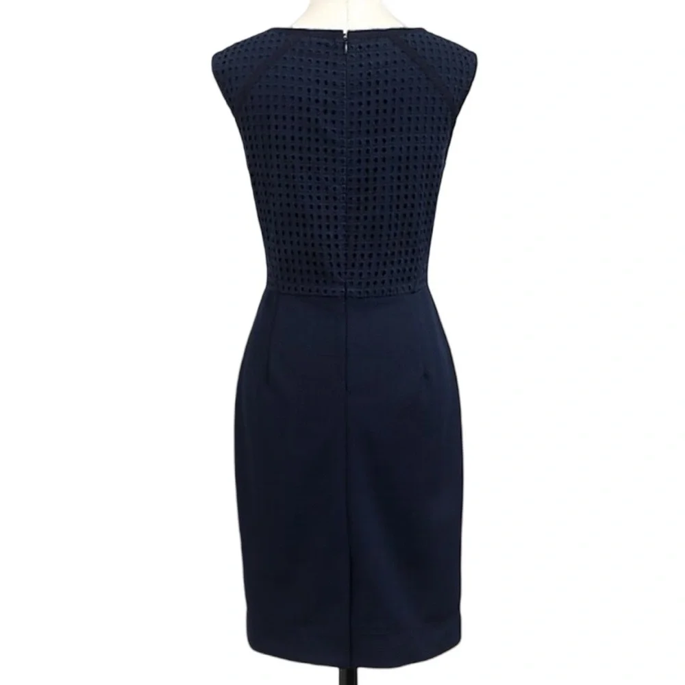 EUC‎ J. Crew Navy Double Faced Pique Eyelet Sleeveless Dress
